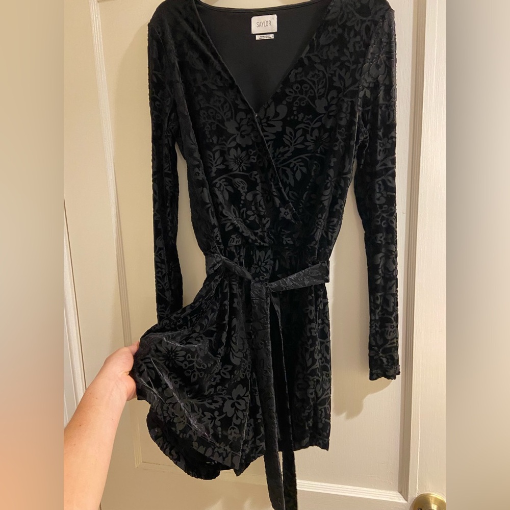 SAYLOR Black Velvet romper